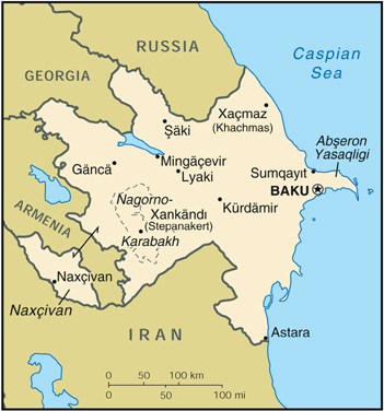 [Country map of Azerbaijan]