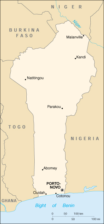 [Country map of Benin]
