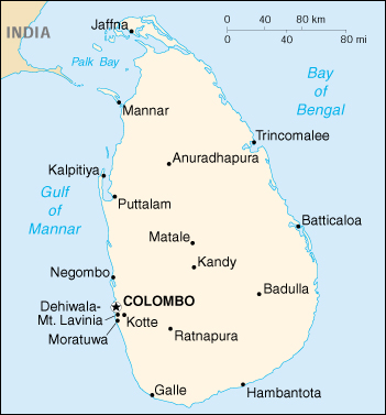 [Country map of Sri Lanka]