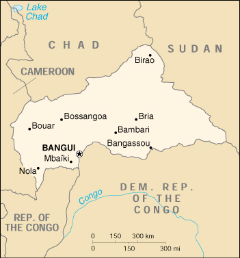 [Country map of Central African Republic]