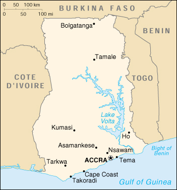 [Country map of Ghana]