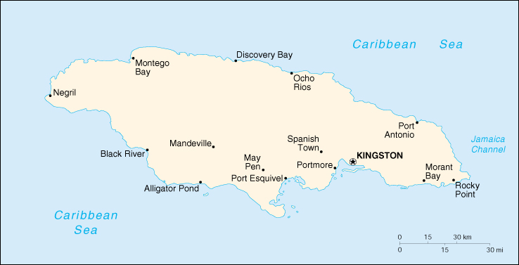 [Country map of Jamaica]
