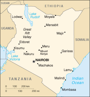 [Country map of Kenya]