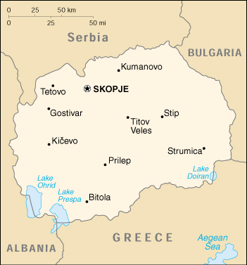 [Country map of Macedonia, The Former Yugoslav Republic of]
