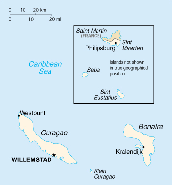 [Country map of Netherlands Antilles]