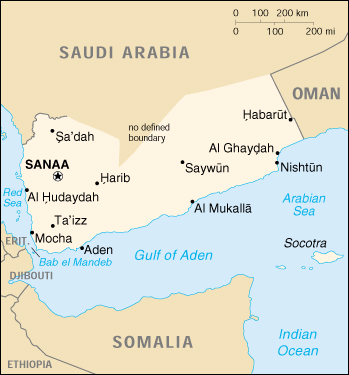 [Country map of Yemen]