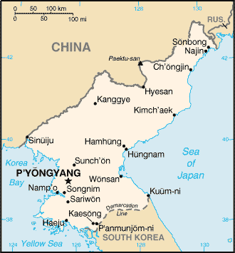 Map of Korea, North